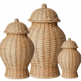 Round Wicker Jar (4 Sizes) home display ornament