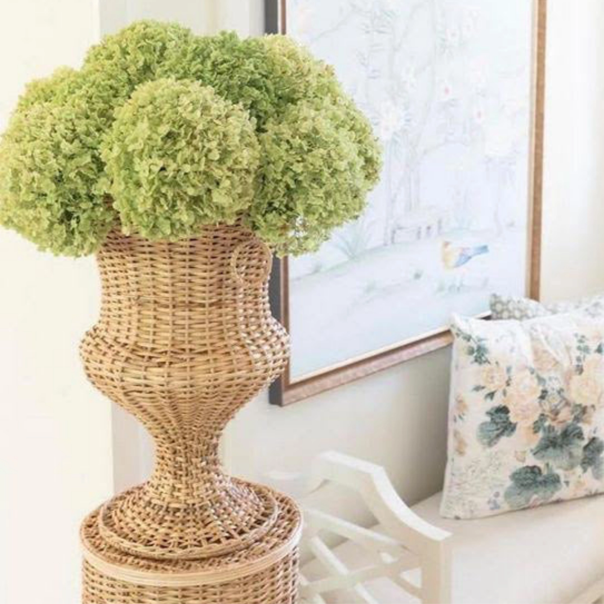 Round Wicker Urn and Pedestal