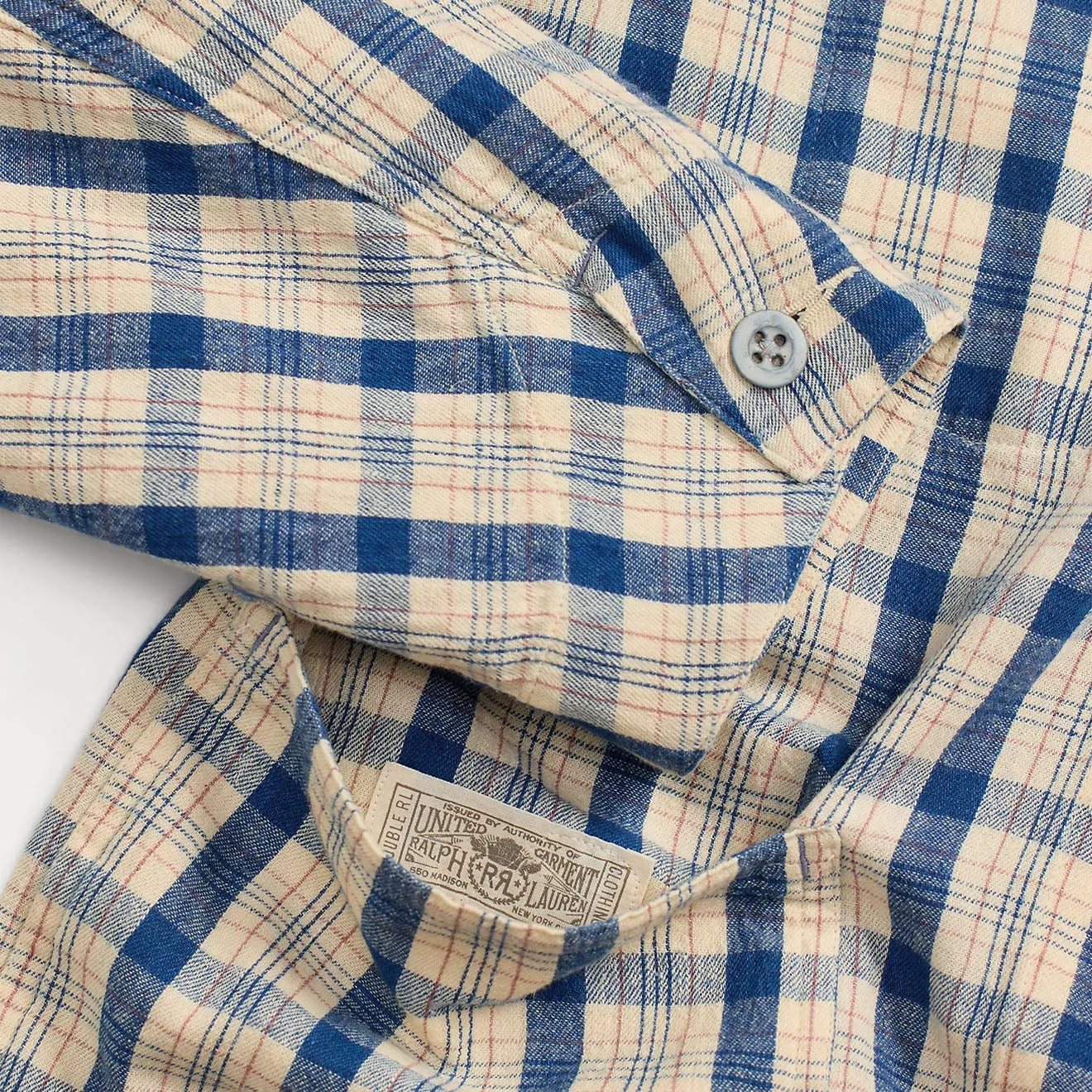 RRL Von Ralph Norfolk Langarm-Sporthemd Indigo Karo Mehrfarbig