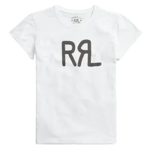RRL von Ralph Lauren Damen Logo Baumwoll-Jersey T-Shirt Weiß