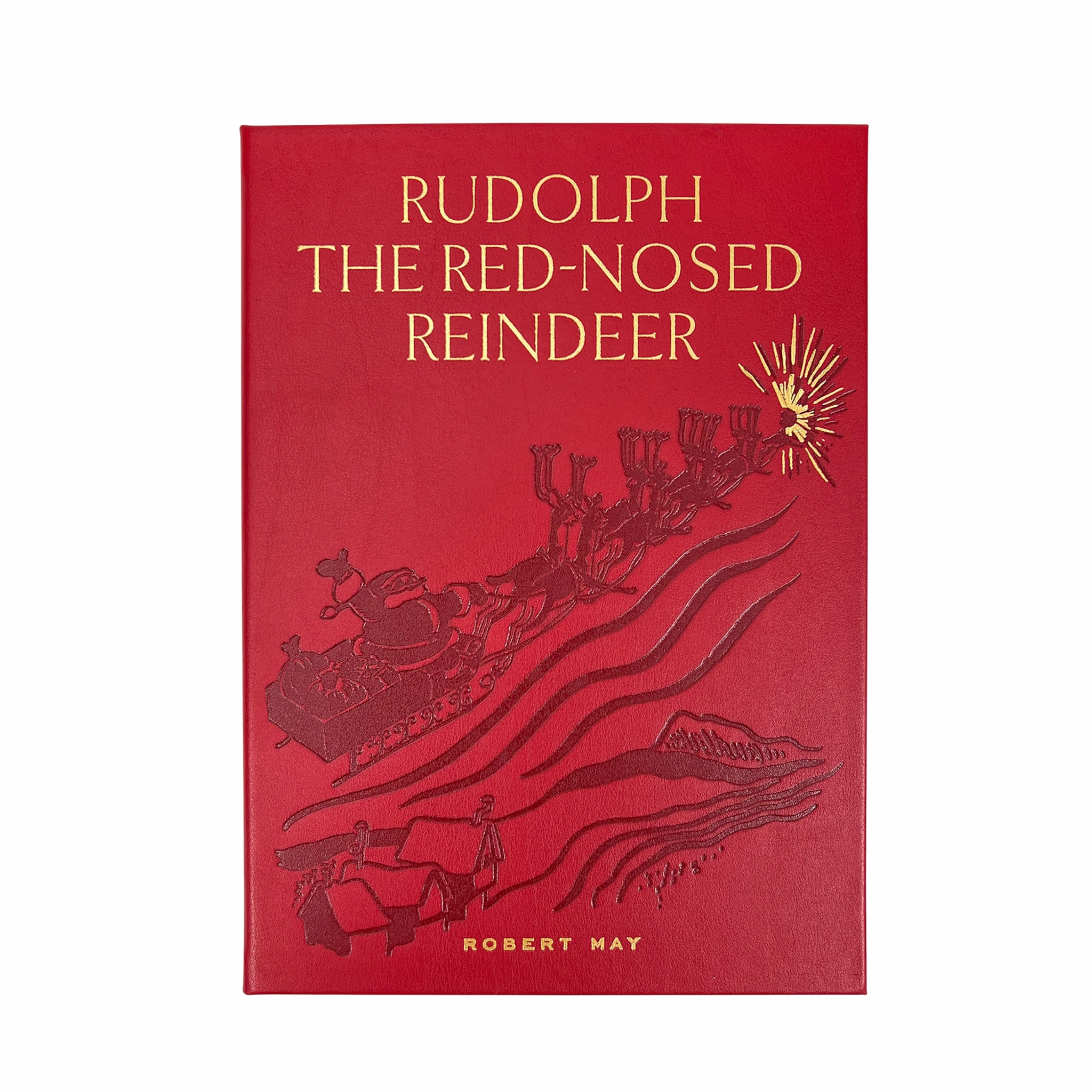 Rudolph the Red-Nosed Reindeer Red Bonded Leather Book- Can Be Personalized home display ornament