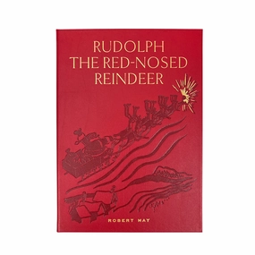Rudolph the Red-Nosed Reindeer Red Bonded Leather Book- Can Be Personalized home display ornament