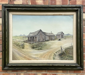 RURAL LANDSCAPE OIL PAINTING SIGNED MELVIN PHILLIPS 1969 classic mural painting
