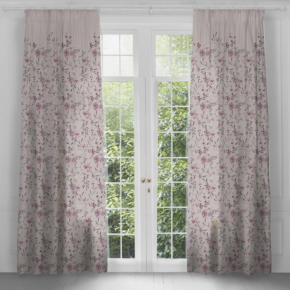 Saiyuri Printed Pencil Pleat Curtains Ironstone patterned fashion rug  