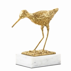 Sandpiper Bird Statue in Gold Leaf home display ornament