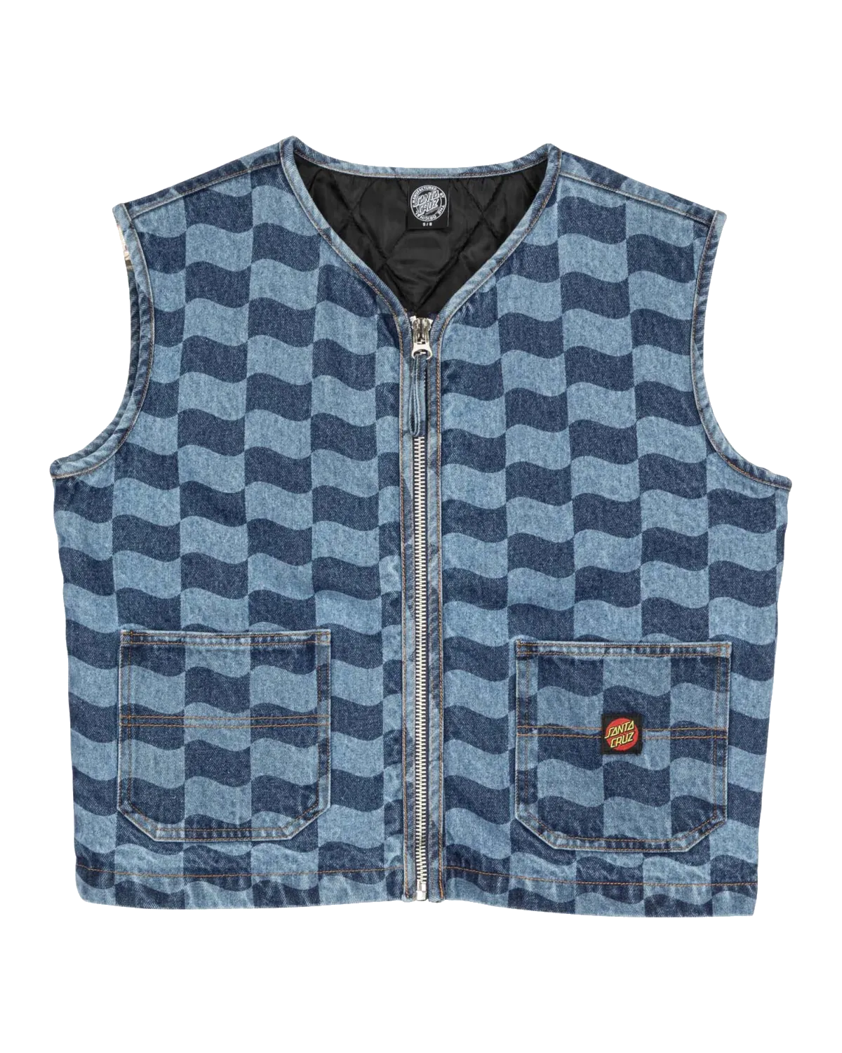 Santa Cruz Classic Label Gilet in Blau-Wellen-Karo