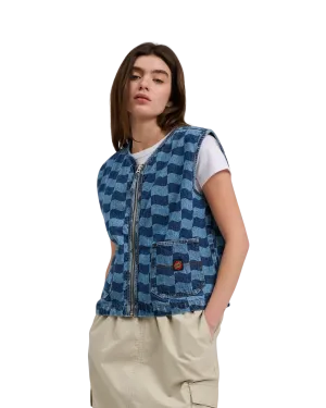Santa Cruz Classic Label Gilet in Blau-Wellen-Karo