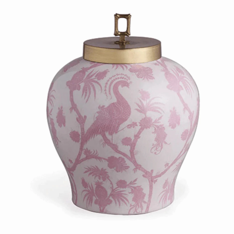 Scalamandre Balinese Peacock Pink Porcelain Jar home display ornament