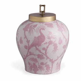 Scalamandre Balinese Peacock Pink Porcelain Jar home display ornament