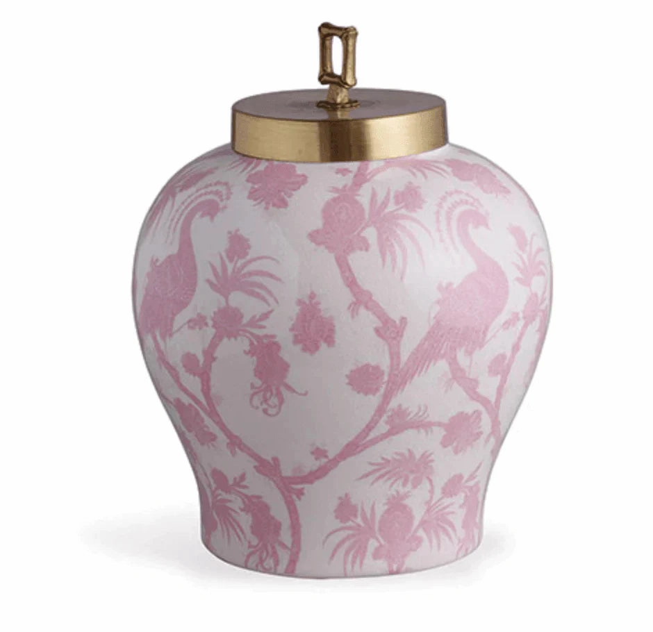 Scalamandre Balinese Peacock Pink Porcelain Jar