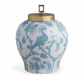 Scalamandre Balinese Peacock Turquoise Porcelain Jar home display ornament
