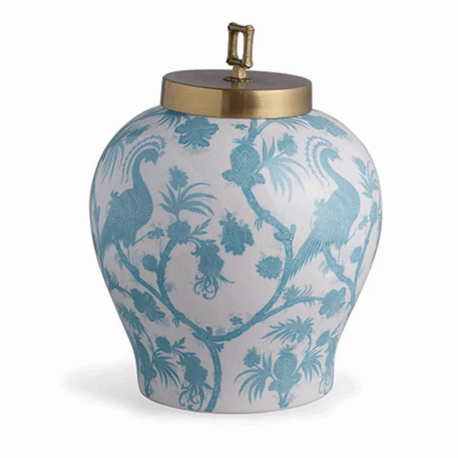 Scalamandre Balinese Peacock Turquoise Porcelain Jar