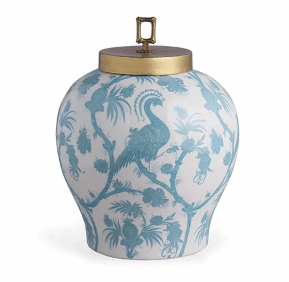 Scalamandre Balinese Peacock Turquoise Porcelain Jar home display ornament