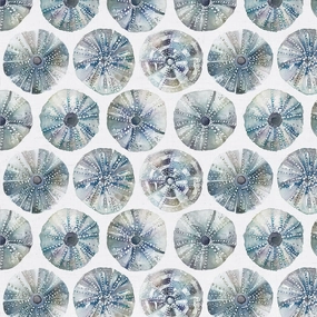 Sea Urchin Printed Cotton Fabric (By The Metre) Slate elegant table cloth  