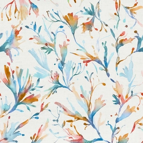 Seaweed Printed Cotton Fabric (By The Metre) Cobalt elegant table cloth  