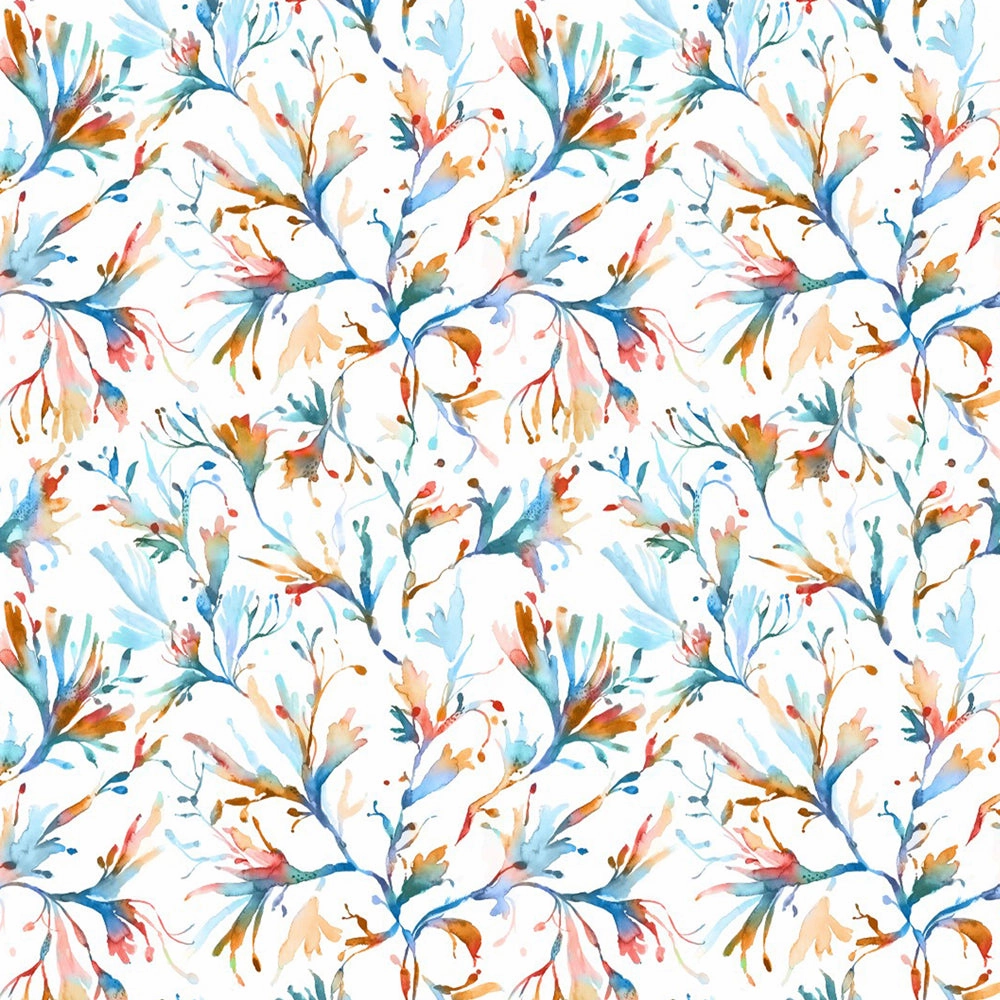 Seaweed Printed Cotton Fabric (By The Metre) Cobalt