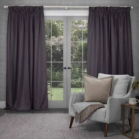 Sereno Woven Pencil Pleat Curtains Damson patterned fashion rug  