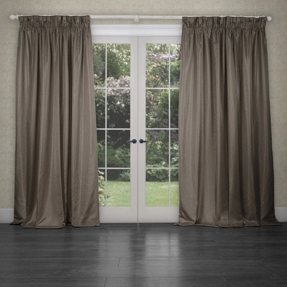 Sereno Woven Pencil Pleat Curtains Mink
