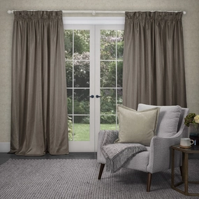 Sereno Woven Pencil Pleat Curtains Mink patterned fashion rug  
