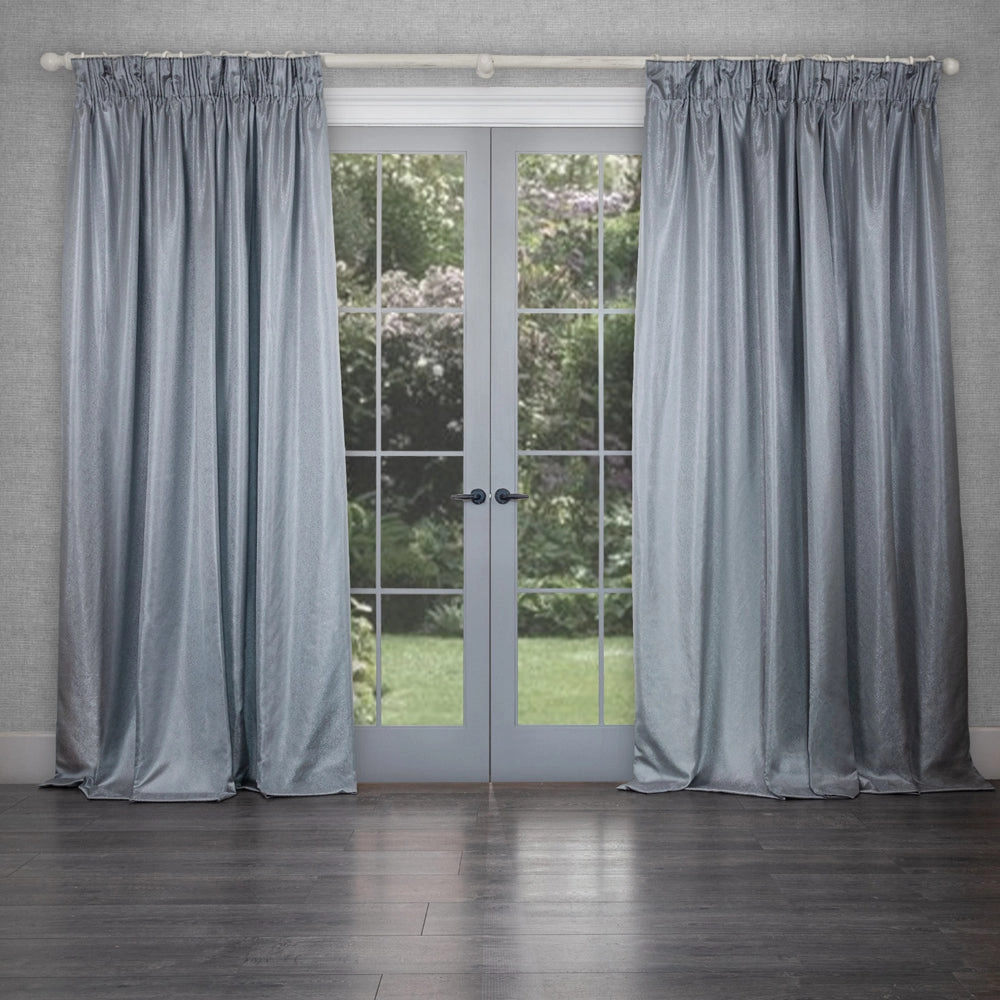 Sereno Woven Pencil Pleat Curtains Silver