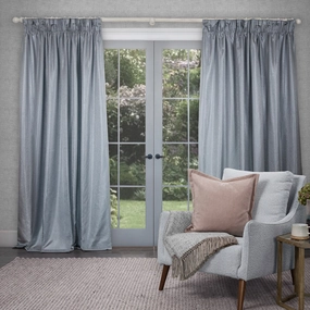 Sereno Woven Pencil Pleat Curtains Silver patterned fashion rug  