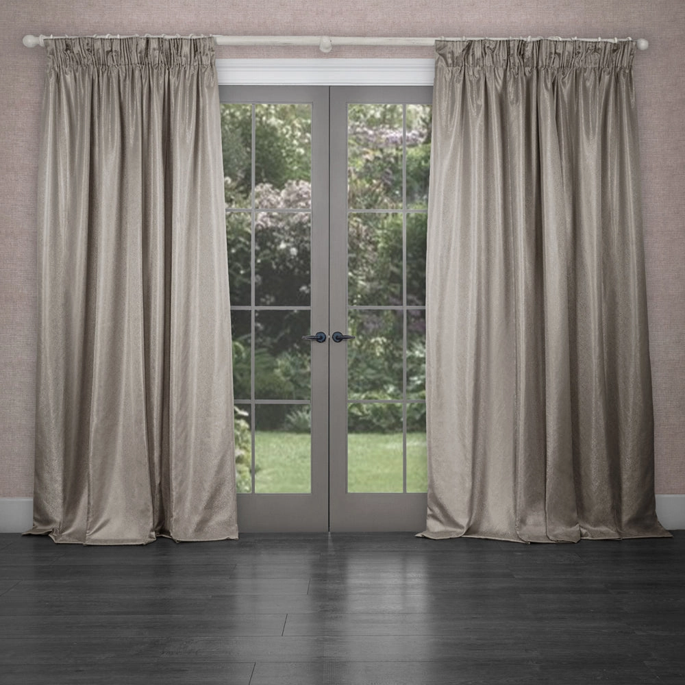 Sereno Woven Pencil Pleat Curtains Stone