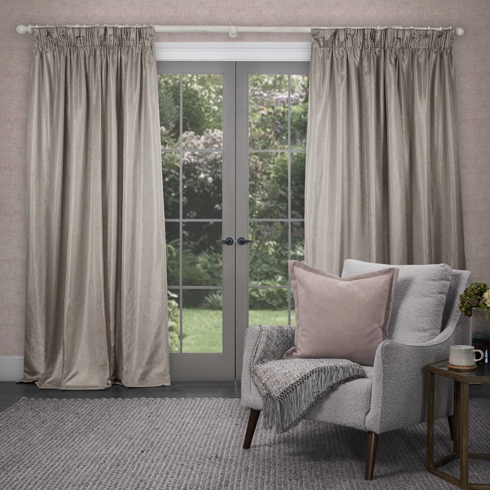 Sereno Woven Pencil Pleat Curtains Stone patterned fashion rug  