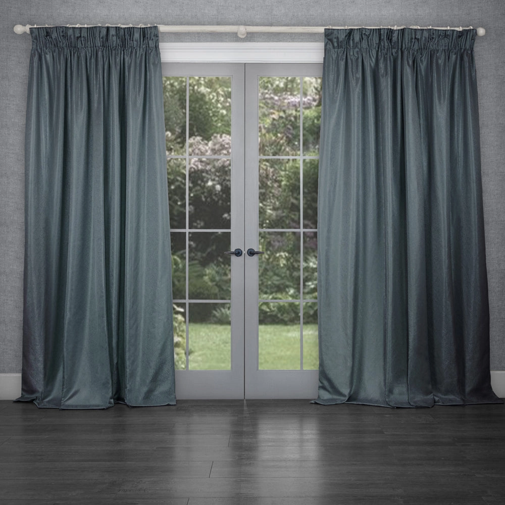 Sereno Woven Pencil Pleat Curtains Teal