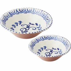 Set of 2 Hand Painted Blue & White Serving Bowls home display ornament