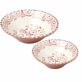 Set of 2 Hand Painted Pink & White Serving Bowls home display ornament
