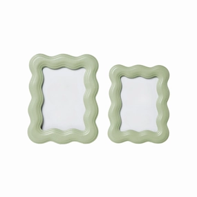 Set of 2 Wavy Wood Photo Frames home display ornament