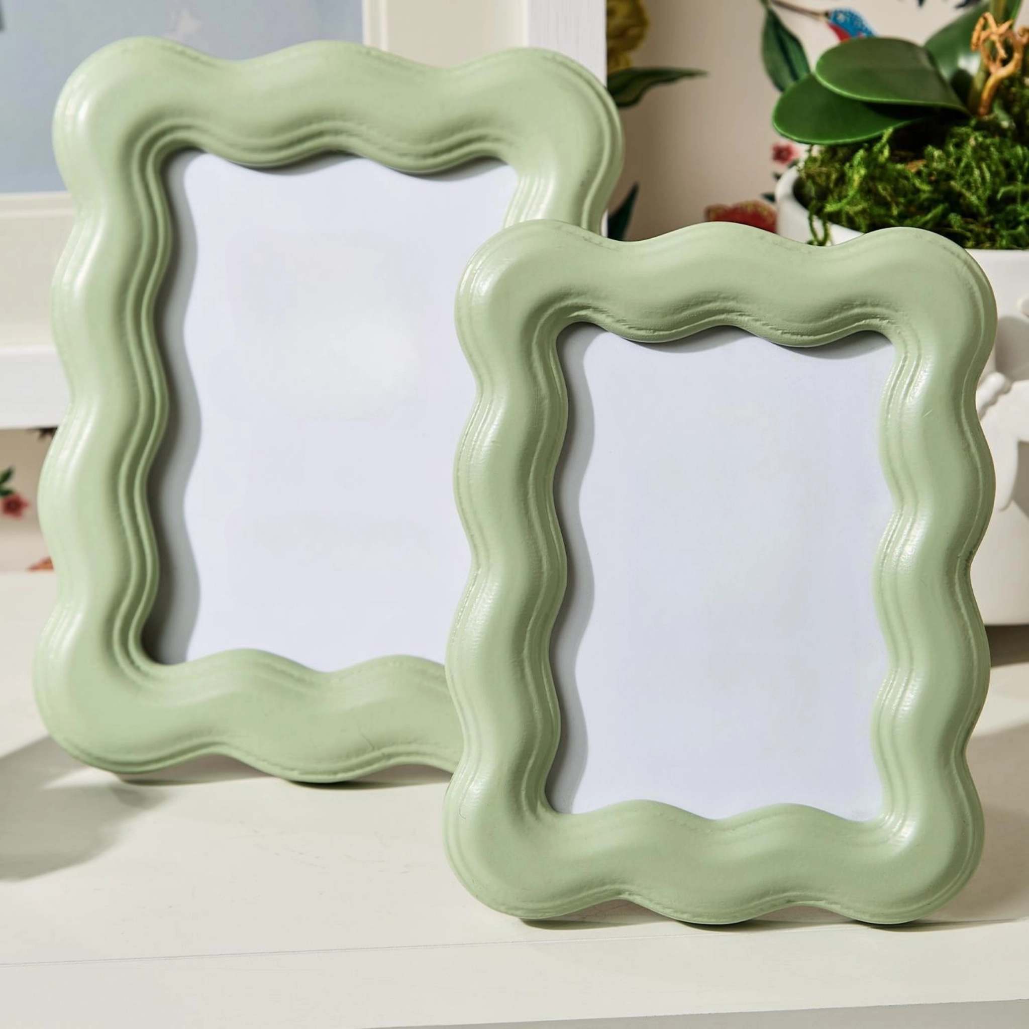 Set of 2 Wavy Wood Photo Frames