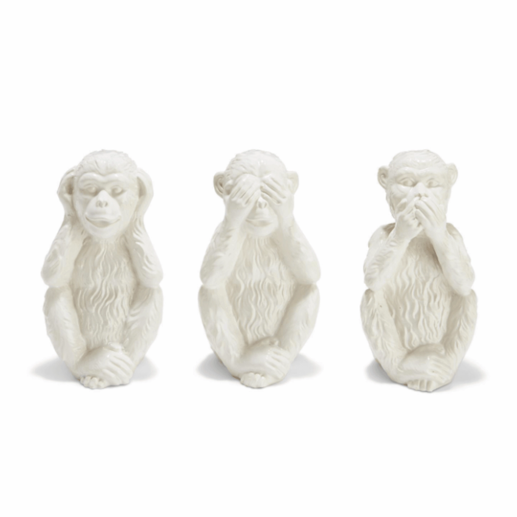 Set of 3 Decorative White Porcelain No Evil Monkeys home display ornament