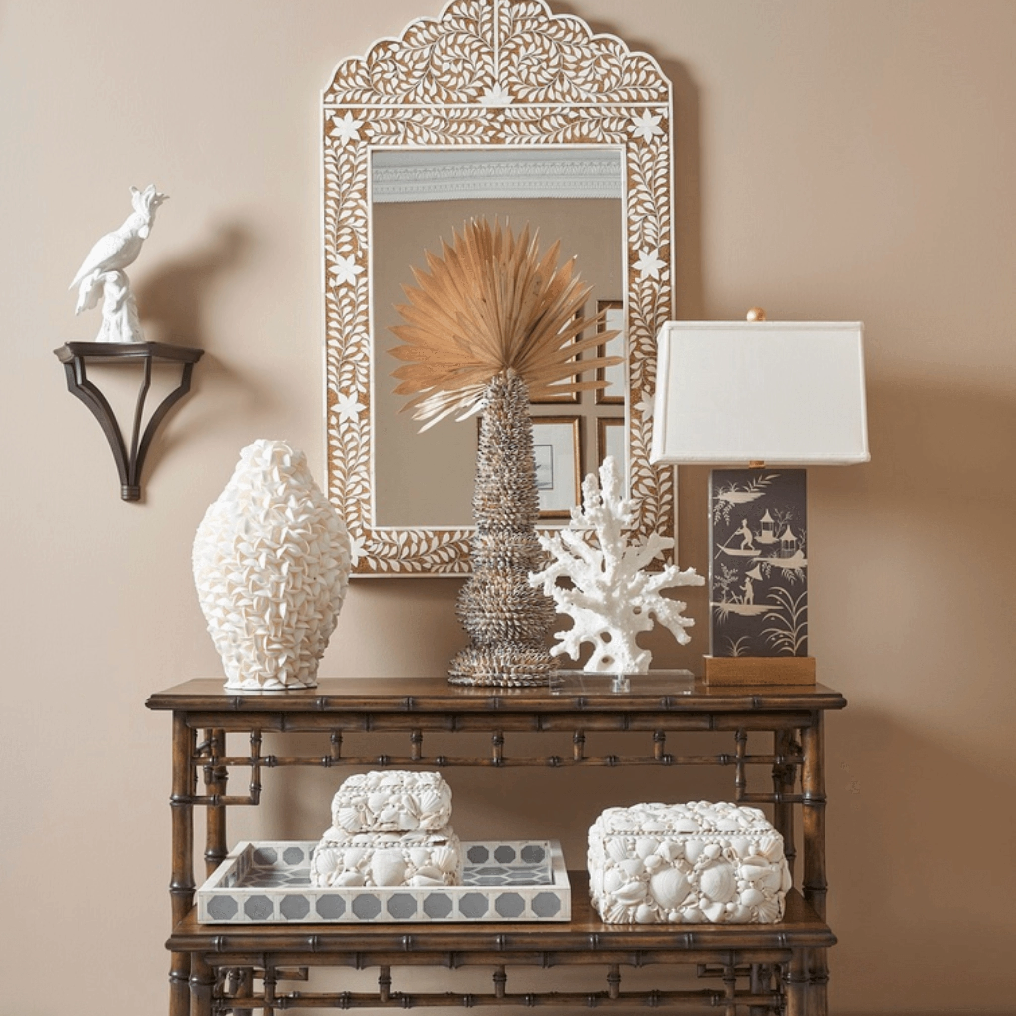 Set of 3 Natural White Decorative Shell Boxes