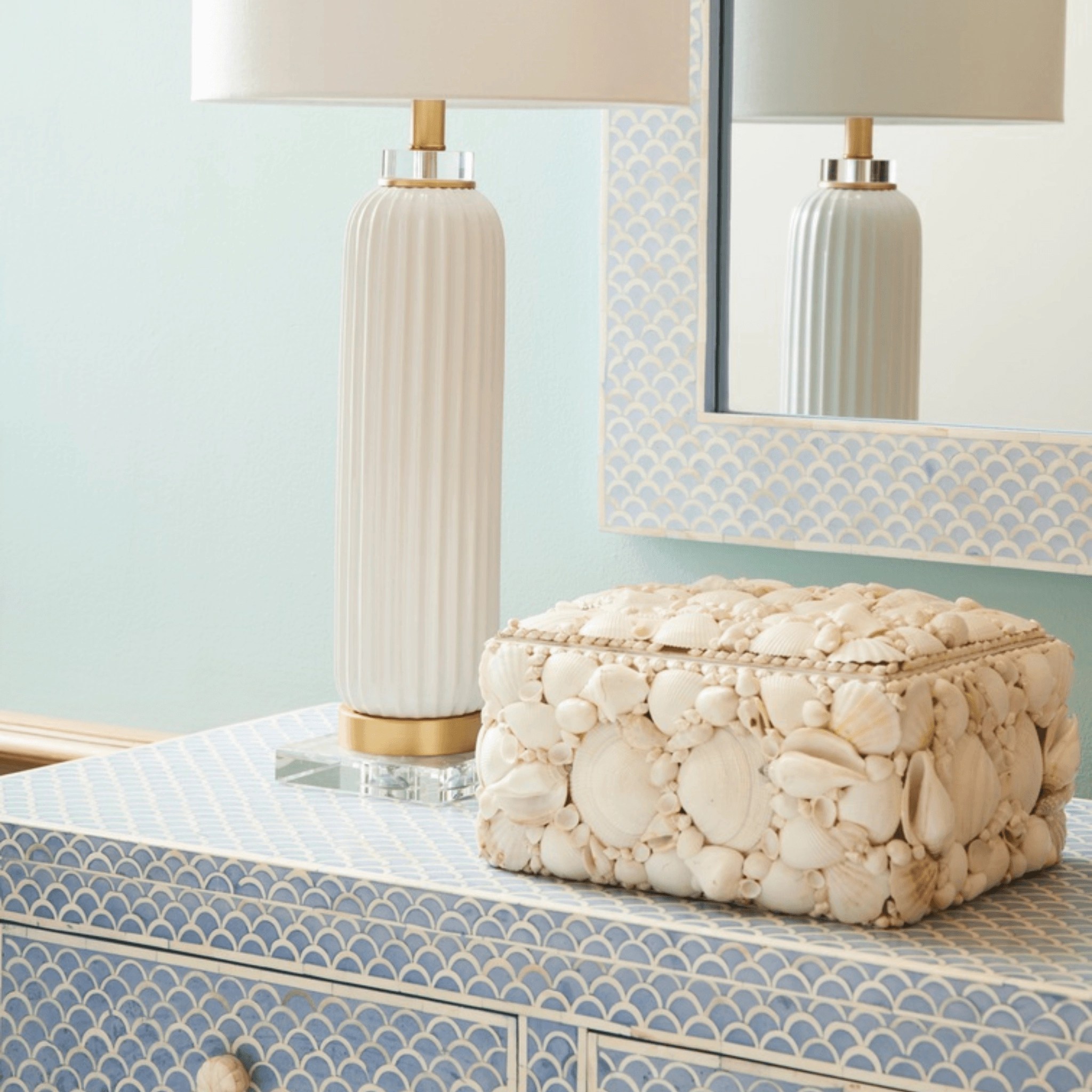 Set of 3 Natural White Decorative Shell Boxes
