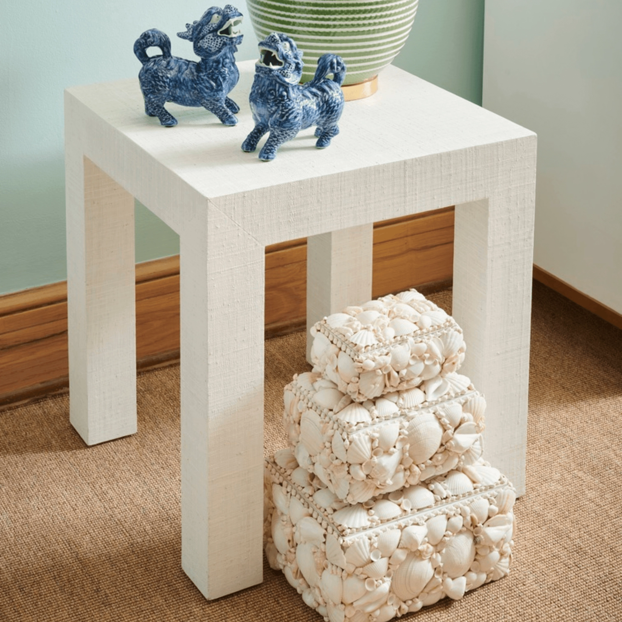 Set of 3 Natural White Decorative Shell Boxes