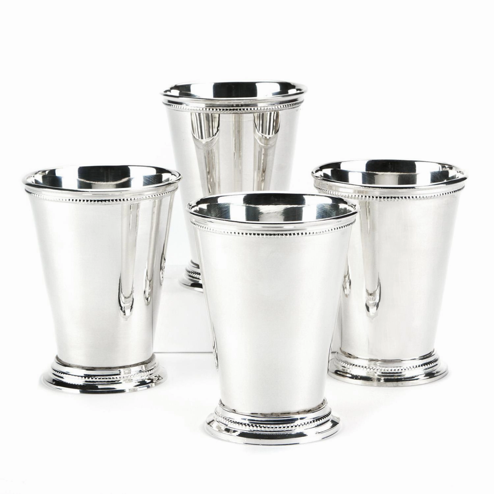 Set of 4 Lacquered Silver-Plated Mint Julep Vases home display ornament