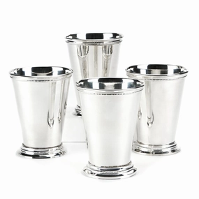 Set of 4 Lacquered Silver-Plated Mint Julep Vases home display ornament