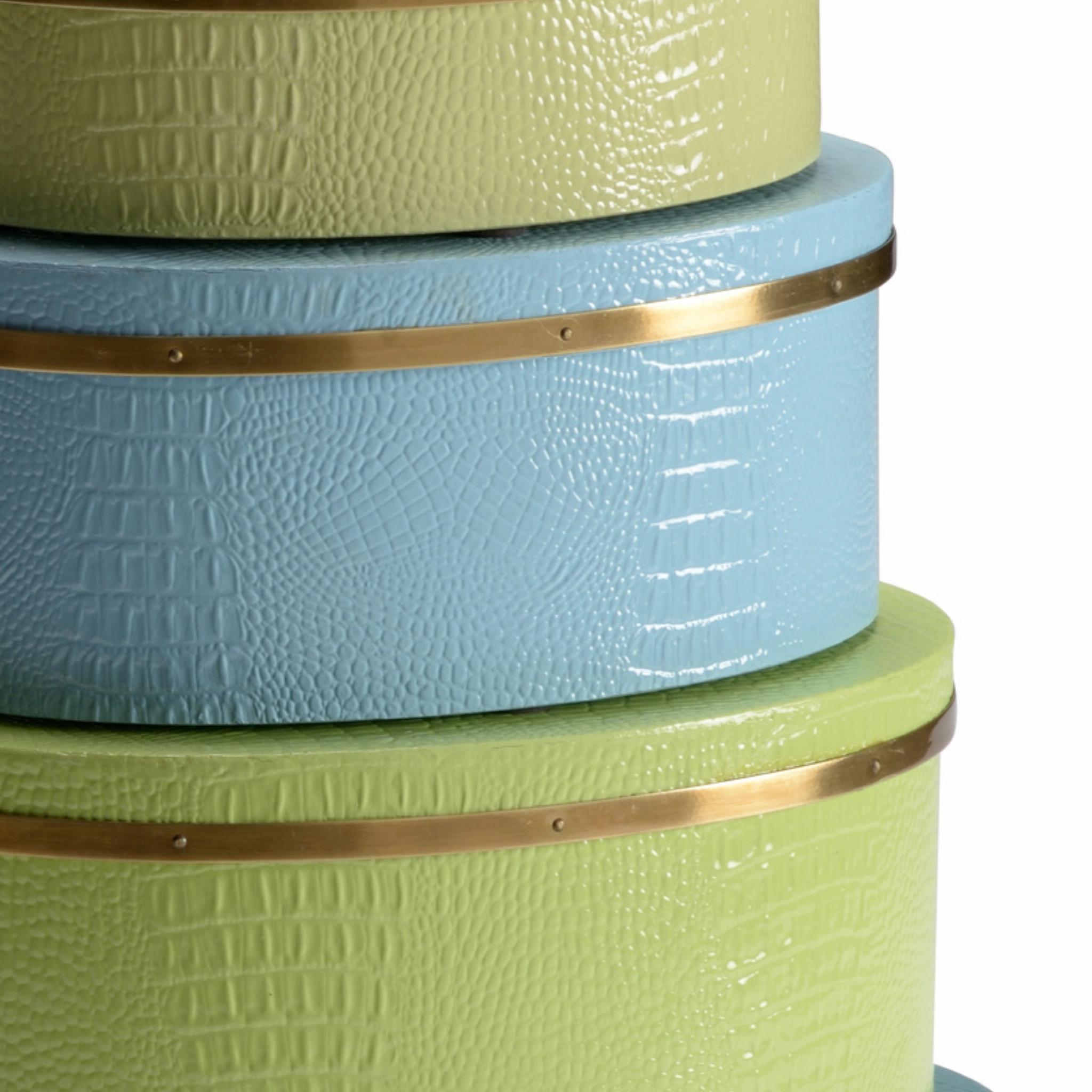 Set of Five Blue & Green Oval Boxes
