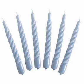 Set of Six Denim Twisted Taper Candles home display ornament