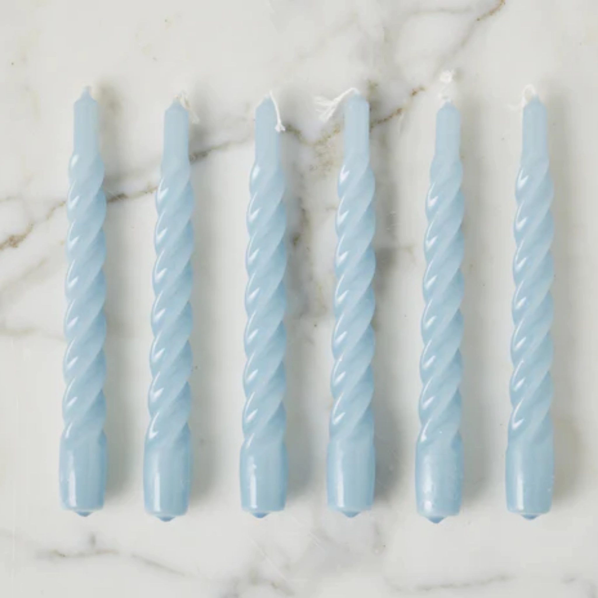 Set of Six Denim Twisted Taper Candles