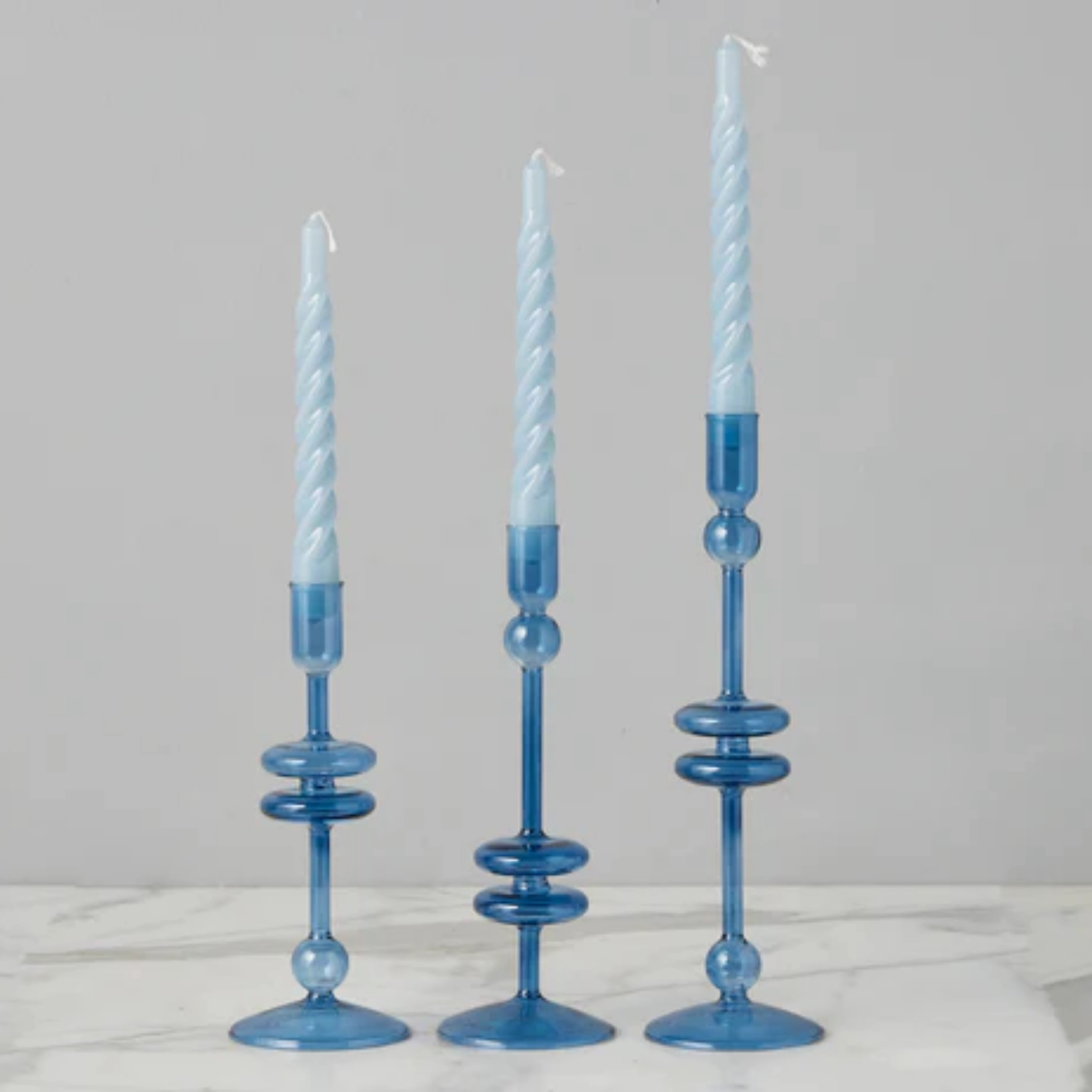 Set of Six Denim Twisted Taper Candles