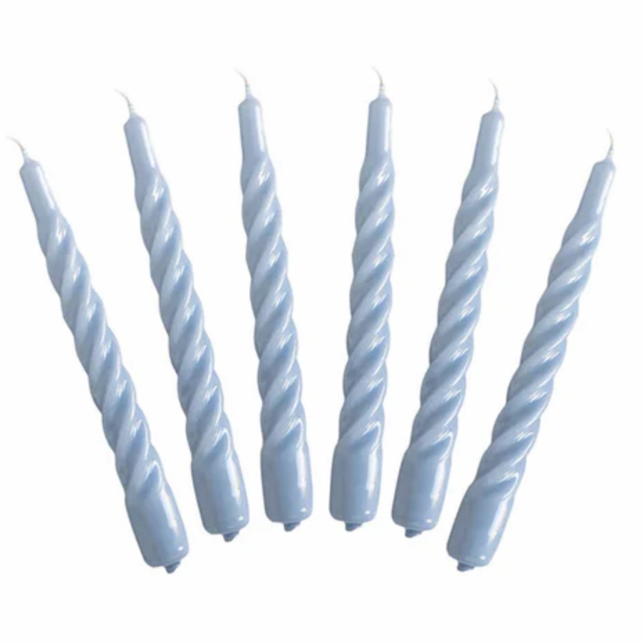 Set of Six Denim Twisted Taper Candles home display ornament