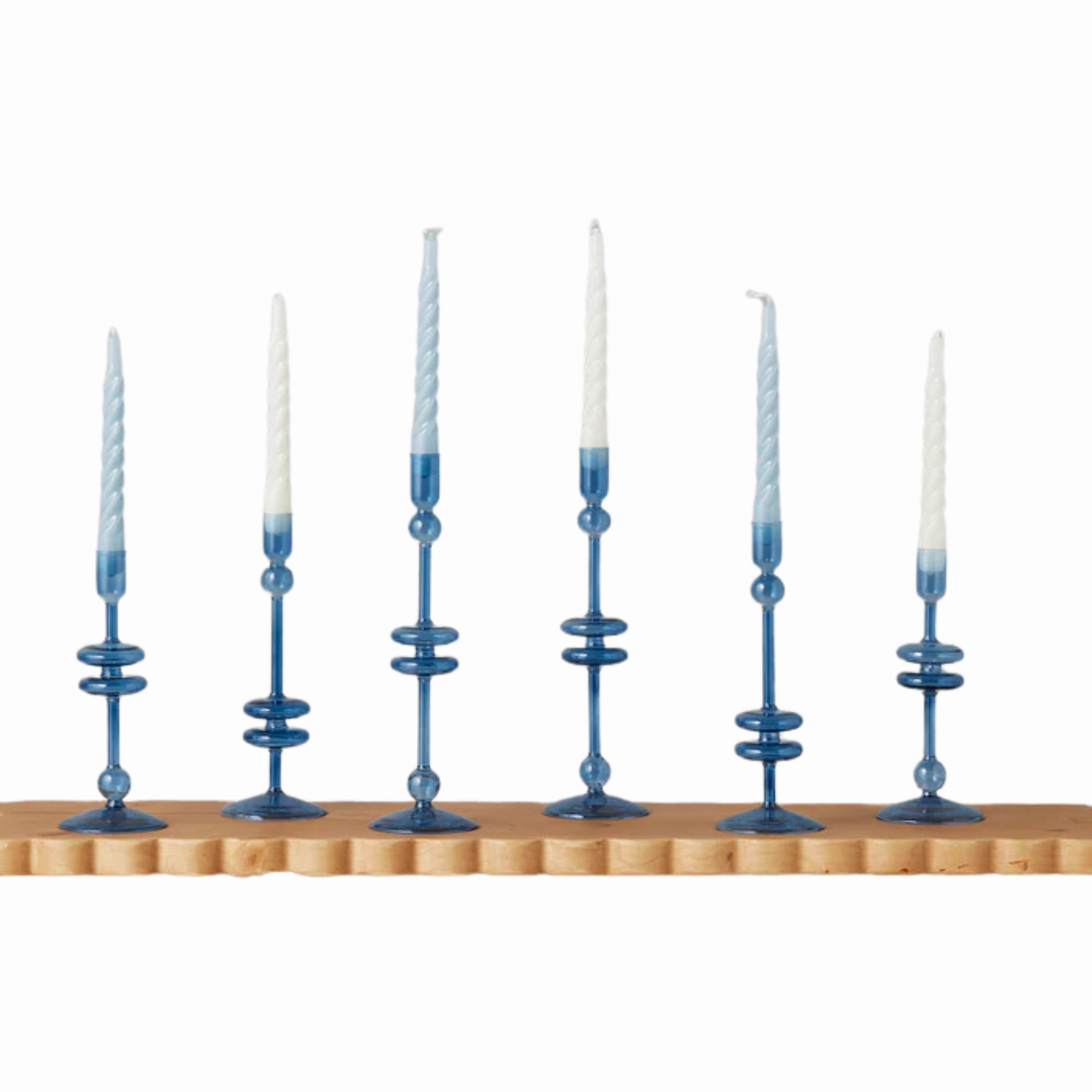 Set of Six Denim Twisted Taper Candles