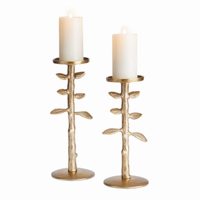 Set of Two Brier Candle Stands home display ornament