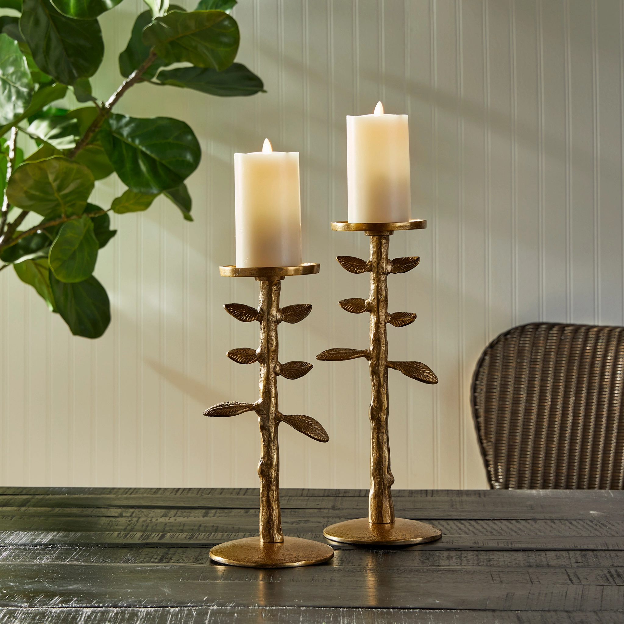 Set of Two Brier Candle Stands