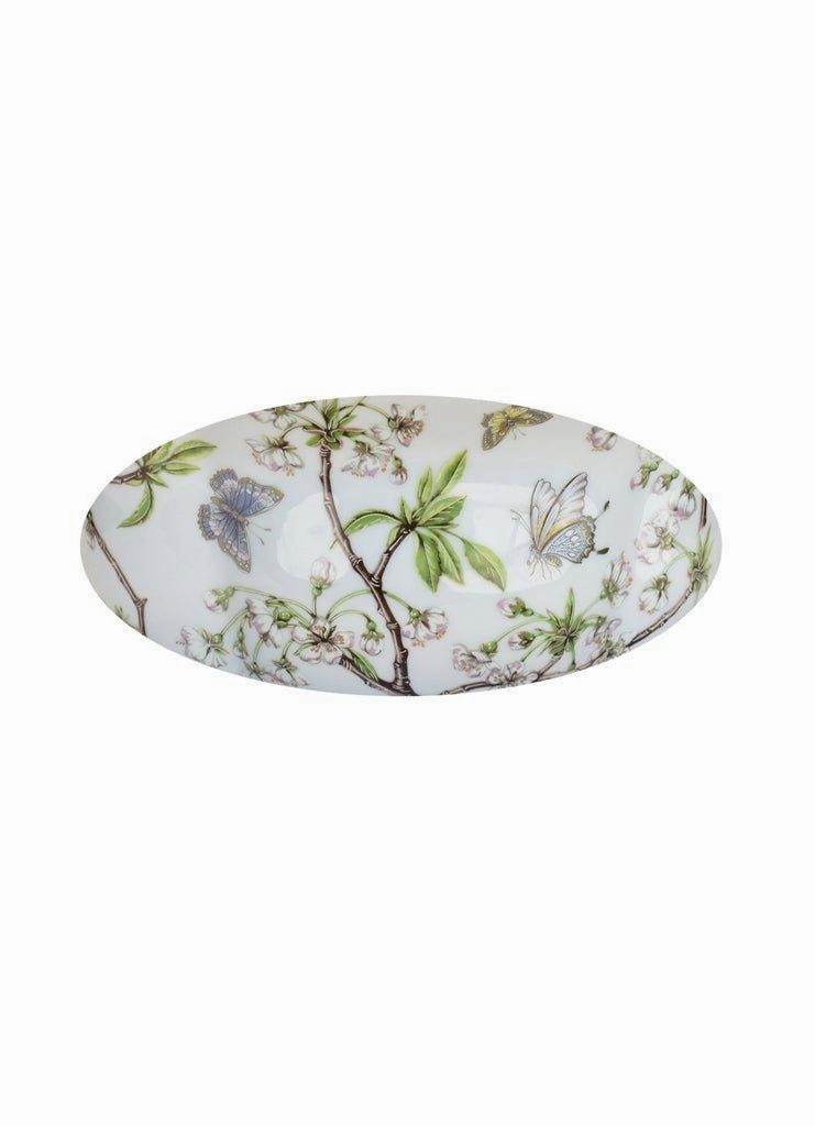 Set of Two Cherry Blossoms Porcelain Oval Planters