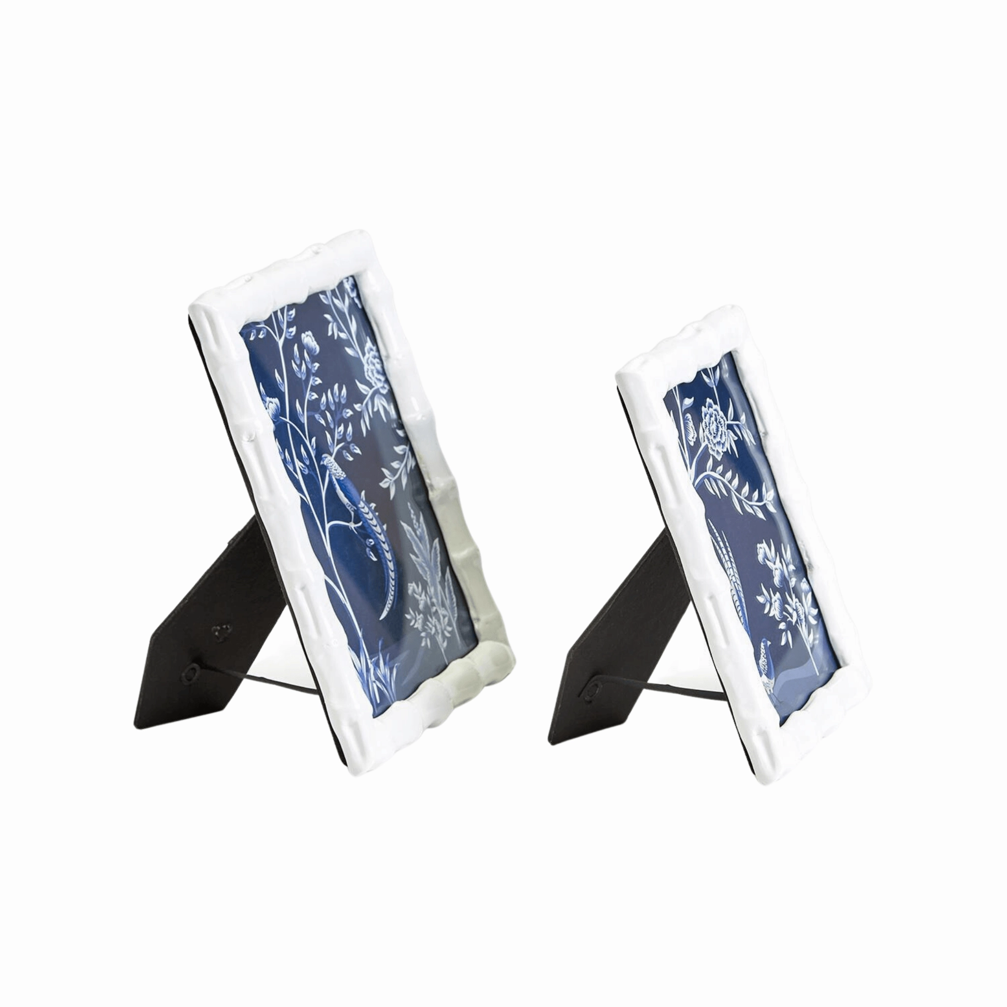 Set of Two Glossy White Faux Bamboo Picture Frames