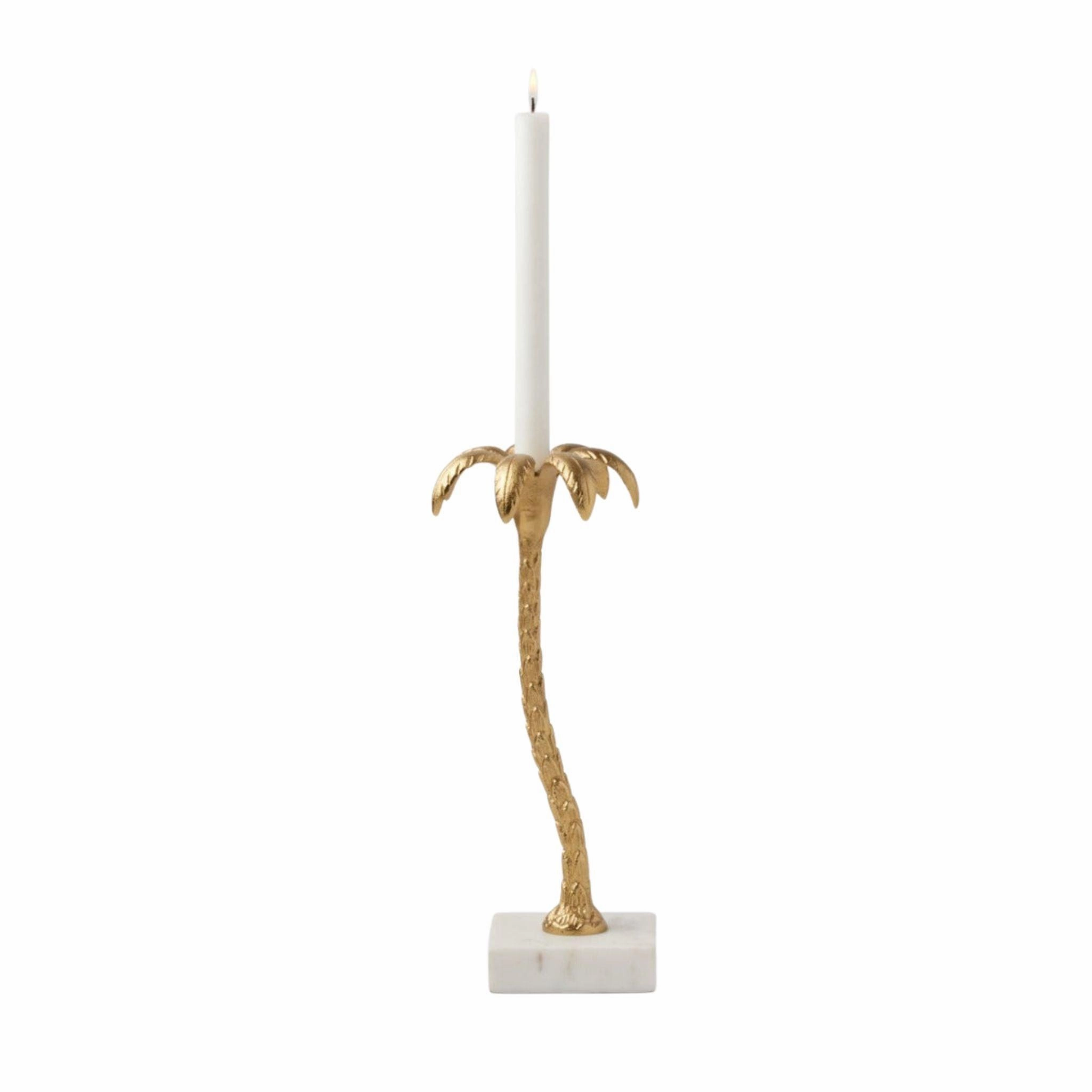 Set of Two Gold and White Palm Tree Candle Holder-Available in Two Different Sizes