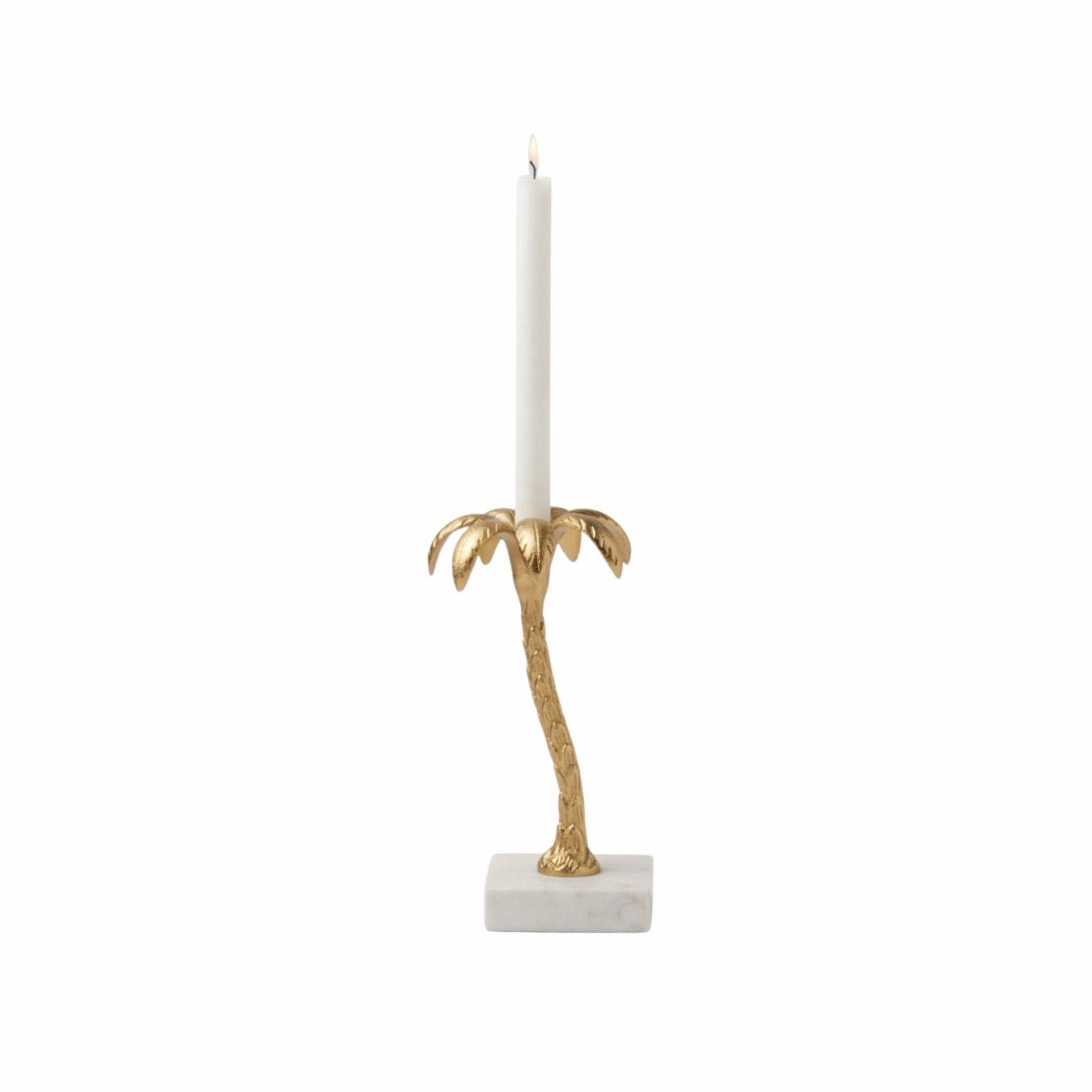 Set of Two Gold and White Palm Tree Candle Holder-Available in Two Different Sizes